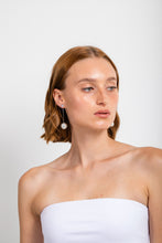 Load image into Gallery viewer, VERONA - Crystal Pearl Drop Earrings - White Gold