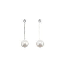 Load image into Gallery viewer, VERONA - Crystal Pearl Drop Earrings - White Gold